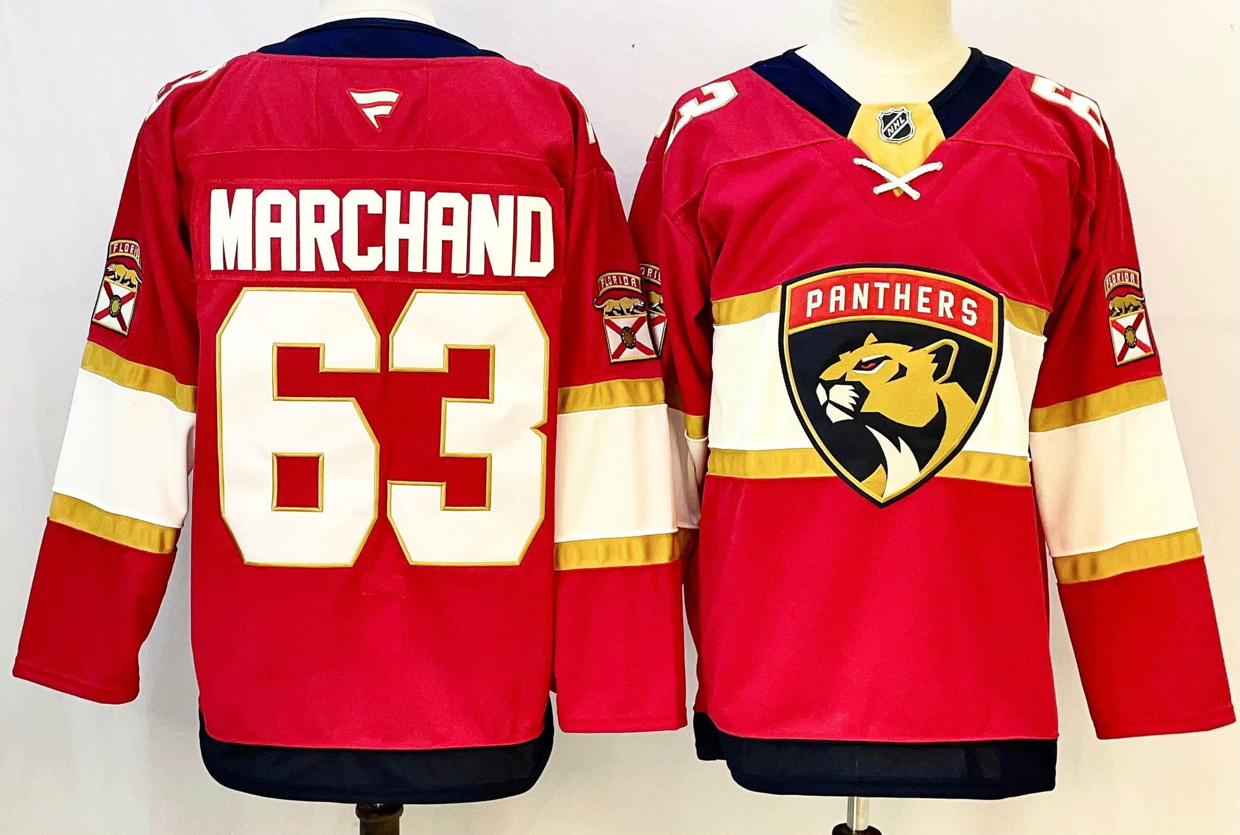 Men Florida Panthers #63 Marchand Red 2026 Adidias NHL Jersey style 001